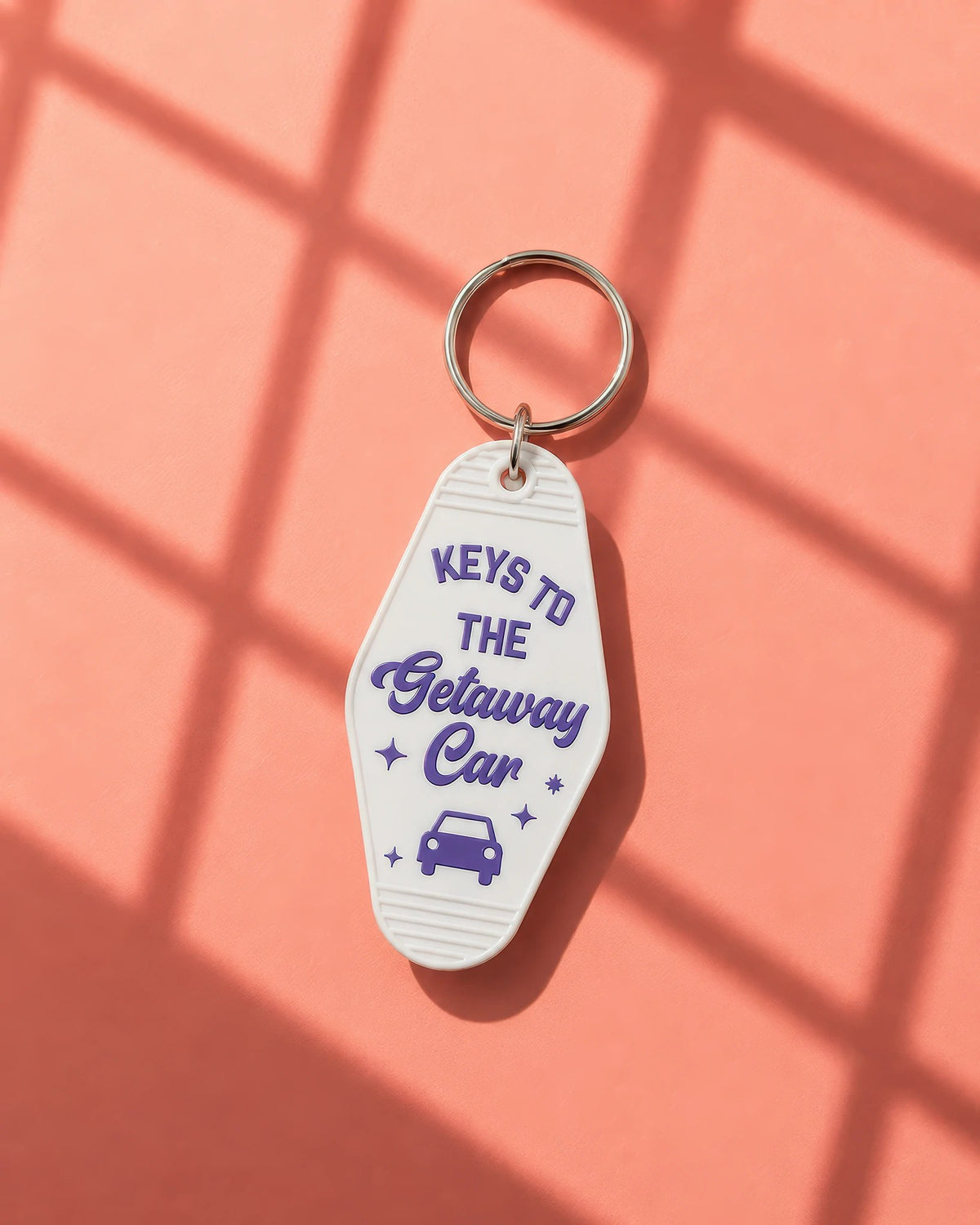 Getaway Car motel key tag keychain in crisp white, Reputation era