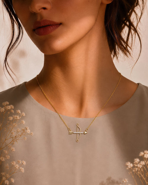 The Archer necklace in silver tone with adjustable chain