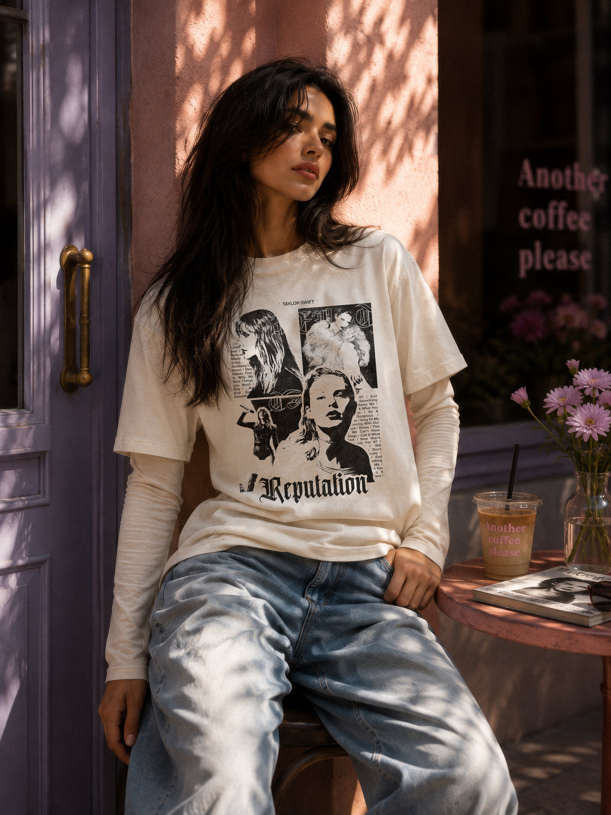 Big Reputation oversized t-shirt in white with snake graphic