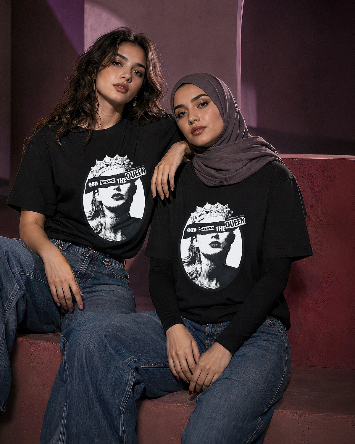 God Save the Queen t-shirt worn on a model