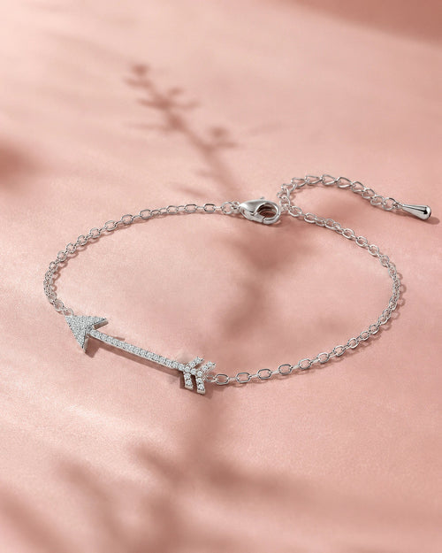 The Archer bracelet in silver tone with adjustable chain